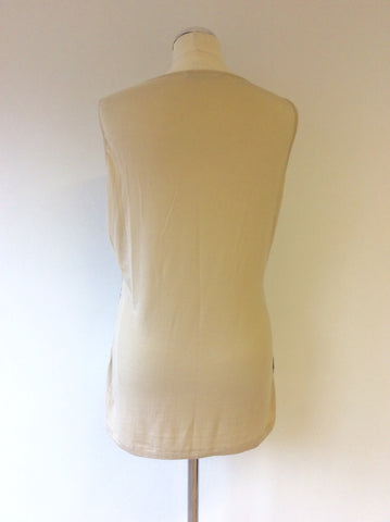 BETTY BARCLAY BEIGE SEQUINNED FRONT SLEEVELESS TOP SIZE 16 - Whispers Dress Agency - Sold - 2