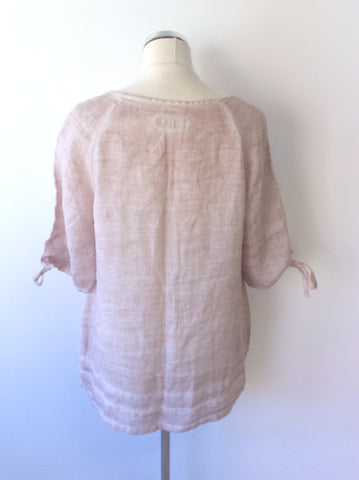 MALVIN NUDE PINK LINEN EMBROIDERED SMOCK TOP SIZE 18 - Whispers Dress Agency - Sold - 2