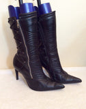 Faith Black Leather Calf Length Boots Size 8/42 - Whispers Dress Agency - Womens Boots - 2