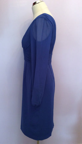 GINA BACCONI BLUE LONG SLEEVE DRESS SIZE 10 - Whispers Dress Agency - Womens Dresses - 2