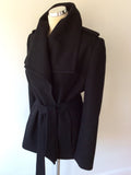 TED BAKER BLACK WOOL BLEND BELTED SHORT COAT SIZE 4 UK 12/14 - Whispers Dress Agency - Sold - 4