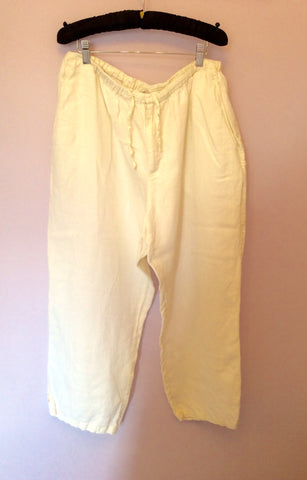 Elizabeth By Liz Claibourne White Linen Trousers Size 22 - Whispers Dress Agency - Womens Trousers
