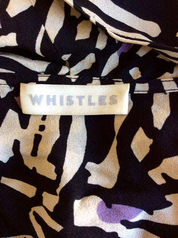 WHISTLES BLACK,CREAM & LILAC PRINT SILK TOP SIZE 8 - Whispers Dress Agency - Womens Tops - 5