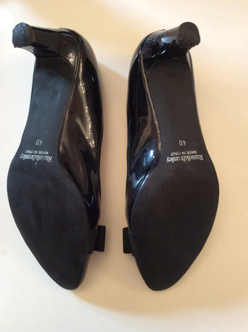 Russell & Bromley Black Patent Leather Bow Trim Heels Size 7/40 - Whispers Dress Agency - Sold - 3