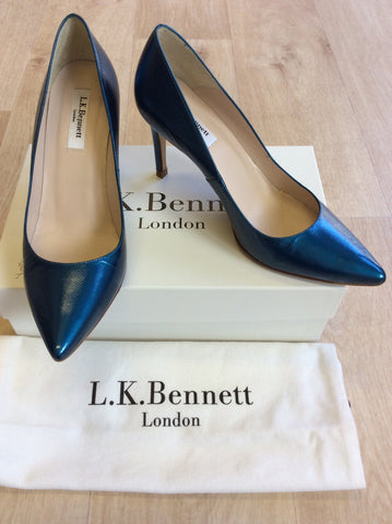 LK BENNETT FLORET ROYAL SAFFIANO PATENT LEATHER HEELS SIZE 6/39 - Whispers Dress Agency - Sold - 1