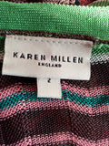 KAREN MILLEN MULTI COLOURED STRIPE FINE KNIT CARDIGAN SIZE 2 UK 10 - Whispers Dress Agency - Womens Knitwear - 3