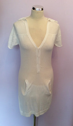 Odabash White Cotton Hooded Beach Cover Up Dress Size M - Whispers Dress Agency - Womens Swim & Beachwear - 2