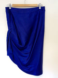 REISS BLUE SATIN RUCHED SIDE SKIRT SIZE 10 - Whispers Dress Agency - Womens Skirts - 2
