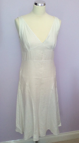 Laura Ashley White Linen Size 10 - Whispers Dress Agency - Womens Dresses - 1