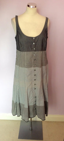 Marc Aurel Grey & Black Gingham Check & Stripe Cotton Dress Size 40 UK 12 - Whispers Dress Agency - Womens Dresses - 1