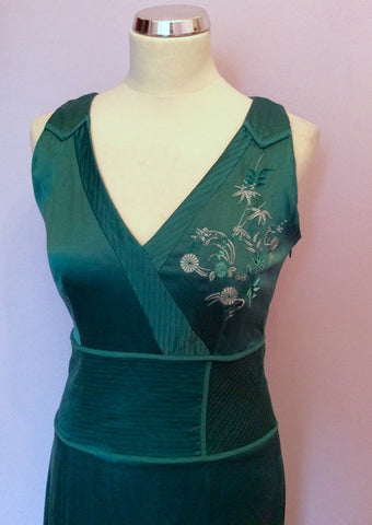 Whistles Green Silk Embroidered & Beaded Dress Size 10 - Whispers Dress Agency - Sold - 2