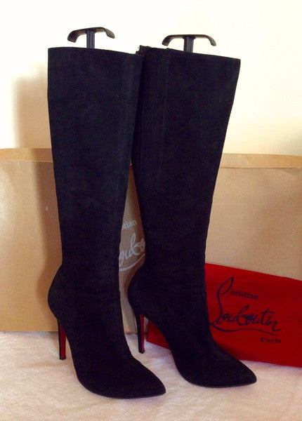 Christian Louboutin Black Suede 'Pretty Woman' Knee High Boots Size 4.5/37.5 - Whispers Dress Agency - Sold - 1