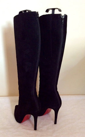Christian Louboutin Black Suede 'Pretty Woman' Knee High Boots Size 4.5/37.5 - Whispers Dress Agency - Sold - 2