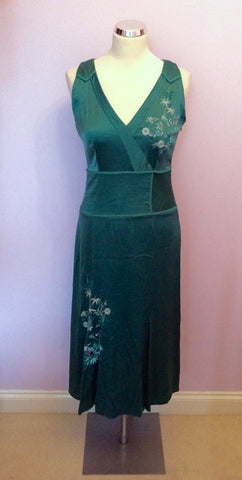 Whistles Green Silk Embroidered & Beaded Dress Size 10 - Whispers Dress Agency - Sold - 1