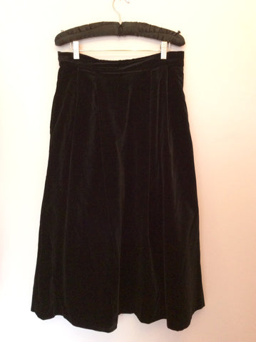 Vintage Laura Ashley Black Velvet Calf Length Skirt Fit Size 12 - Whispers Dress Agency - Womens Vintage - 1